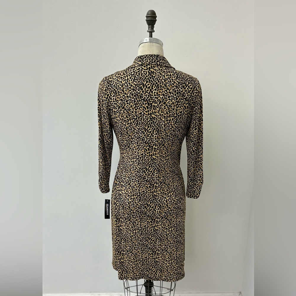 NWT Glamour Printed Cheetah Ring Wrap Dress - Picture 5 of 7